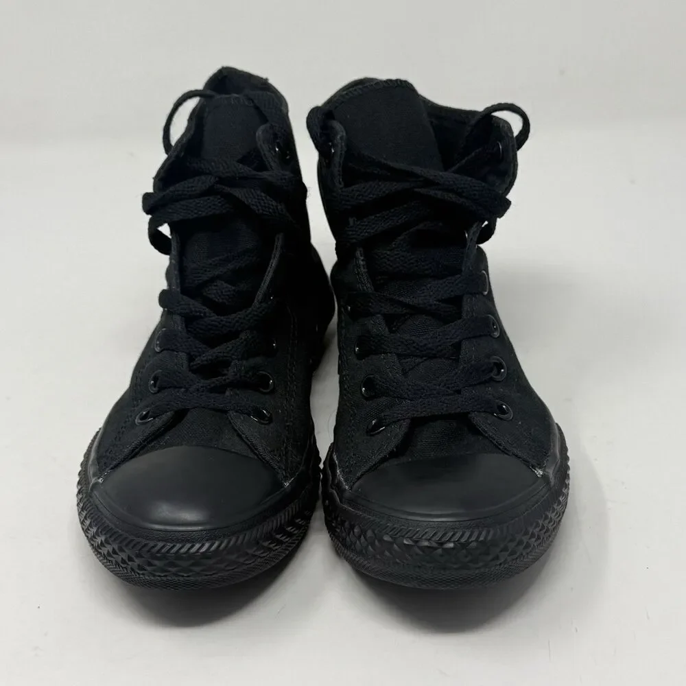 Converse All Star High Shoes Youth Girls Boys Size 3 Triple Black Canvas Sneaker